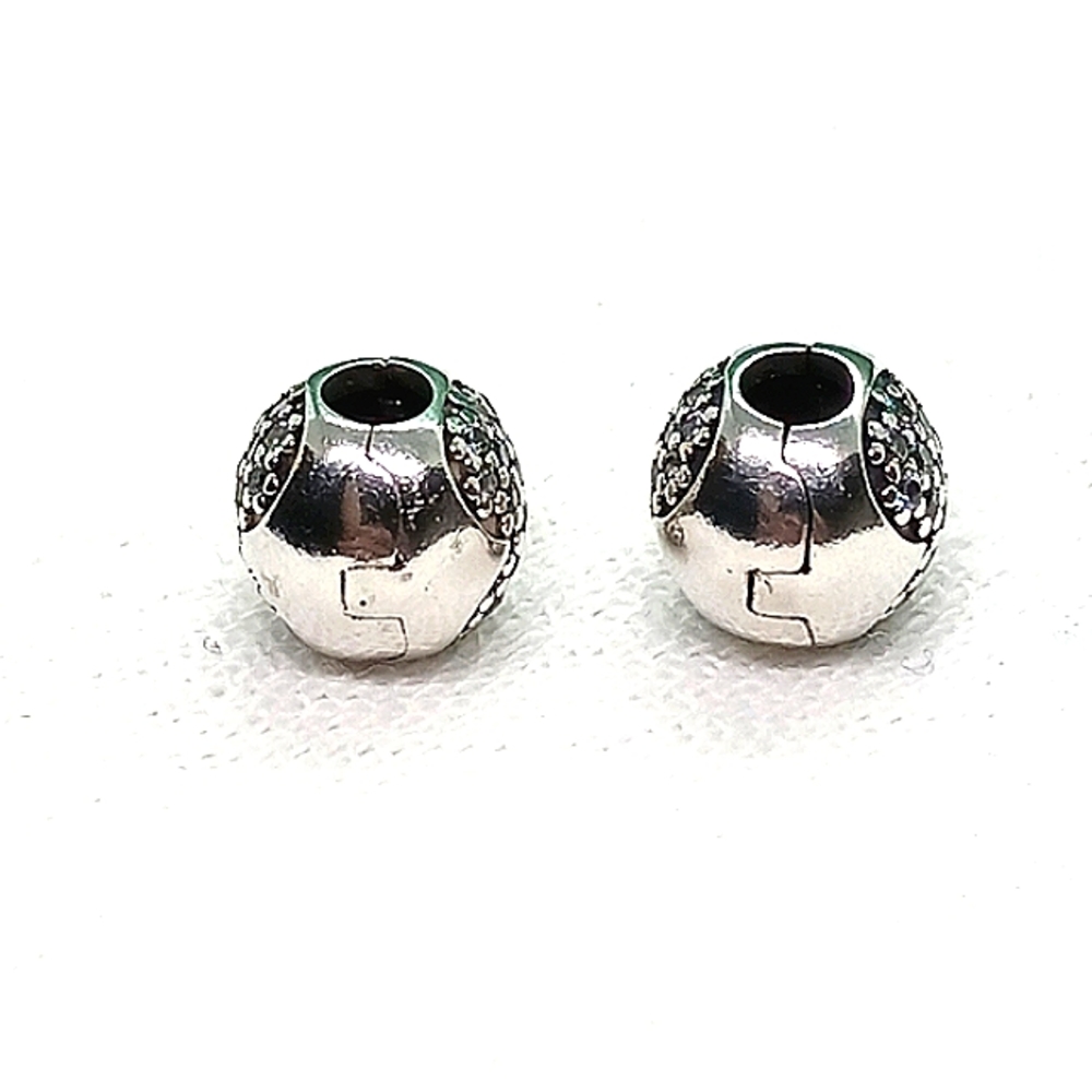 Pandora Clear Pave Heart Sterling Silver Clips - Picture 6 of 8